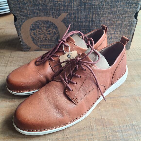 BORN Mens Size 9.5 M Todd Cognac Tan Brown Leather Sneaker Tie Up Derby Shoe NEW - Picture 1 of 8